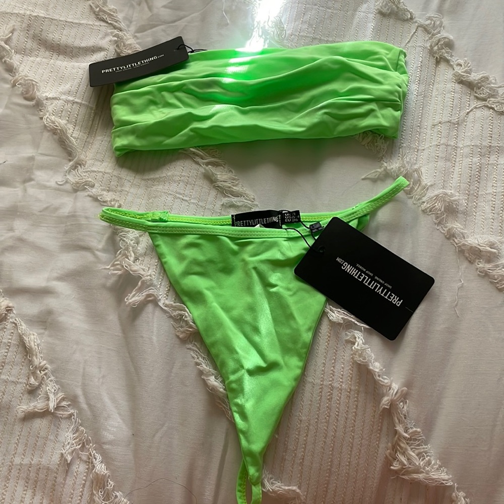 PrettyLittleThing neon green thong bikini